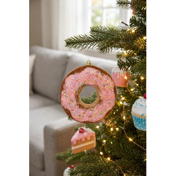 Decoration MagicHome Candy Line, donut, brown, 13 cm, hanging Decoration MagicHome Candy Line, donut, brown, 13 cm, hanging