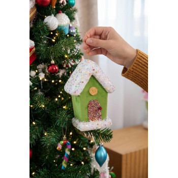 Decoration MagicHome Candy Line, house, green, 16 cm, hanging Decoration MagicHome Candy Line, house, green, 16 cm, hanging