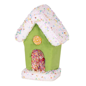 Decoration MagicHome Candy Line, house, green, 16 cm, hanging