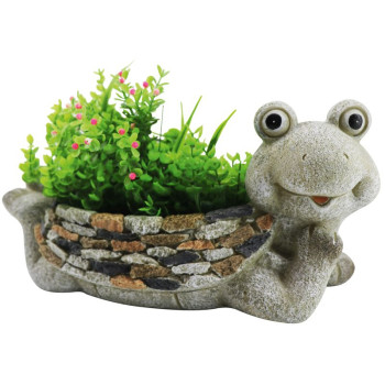 Decoration Gecco 4004, Frog with flowerpot, magnesium, 35x16x17 cm