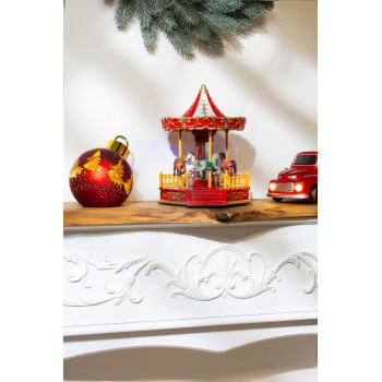Decoration MagicHome Christmas, Carousel, 4 LED changing colors, with melodies, 3xAA, interior, 18,3