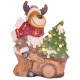 Decoration MagicHome Christmas, Reindeer with wagon, 4 LED, 3xAA, ceramics, 33,50x24x43 cm
