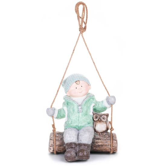 Jõulukuju MagicHome "Poiss öökulliga kiigel", ripats, keraamika, 34,5x25,5x39,5 cm. Jõulukuju MagicHome "Poiss öökulliga kiigel", ripats, keraamika, 34,5x25,5x39,5 cm.