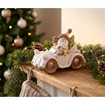 Decoration MagicHome Christmas, Santa in the car, ceramics, 46,50x19,50x31,50 cm
