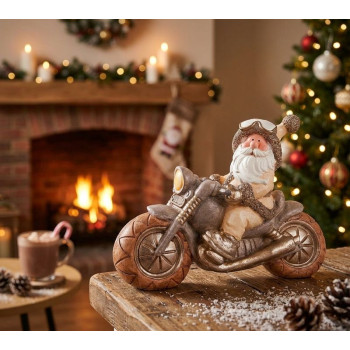 Decoration MagicHome Christmas, Santa on motorcycle, ceramics, 47x18,5x34 cm