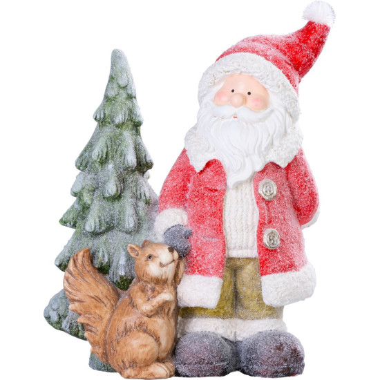 Decoration MagicHome Christmas, Santa with a squirrel and a Christmas tree, 1 LED, 2xAAA, ceramics, Decoration MagicHome Christmas, Santa with a squirrel and a Christmas tree, 1 LED, 2xAAA, ceramics,