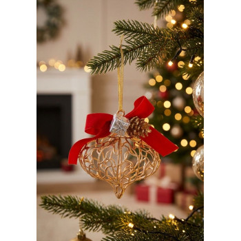 Decoration MagicHome Christmas, gold, 10x15 cm Decoration MagicHome Christmas, gold, 10x15 cm
