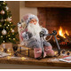 Decoration MagicHome Christmas, Santa on sleigh, gray - pink, 46 cm