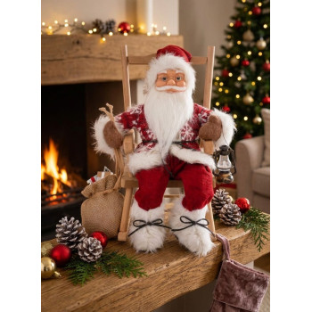 Decoration MagicHome Christmas, Santa, sitting, 46 cm