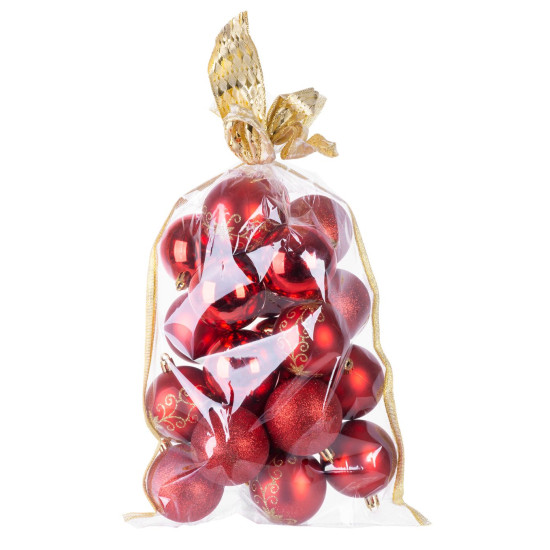 Globes MagicHome Christmas, 20 pcs, 6 cm, red, on the Christmas tree Globes MagicHome Christmas, 20 pcs, 6 cm, red, on the Christmas tree