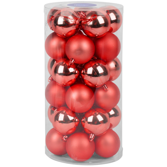 Globes MagicHome Christmas, 30 pcs, 6 cm, red, mix, on the Christmas tree Globes MagicHome Christmas, 30 pcs, 6 cm, red, mix, on the Christmas tree