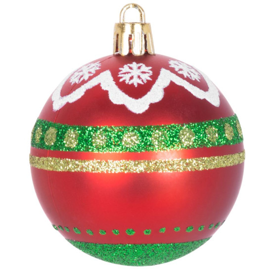 Globes MagicHome Christmas, 9 pcs, red - green, with decoration, on the Christmas tree, 6 cm