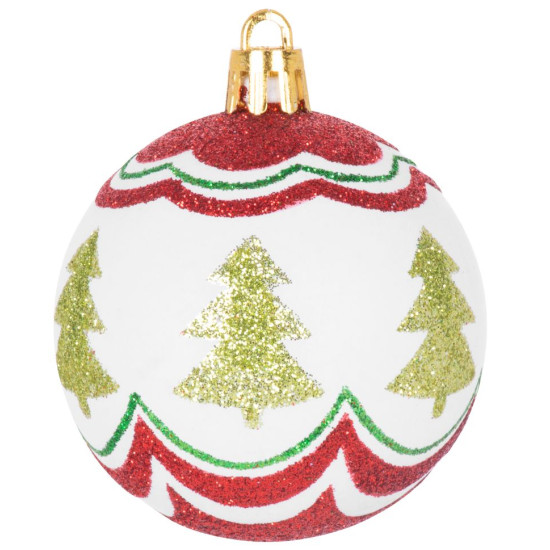 Globes MagicHome Christmas, 9 pcs, red - green, with decoration, on the Christmas tree, 6 cm