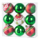 Globes MagicHome Christmas, 9 pcs, red - green, with decoration, on the Christmas tree, 6 cm