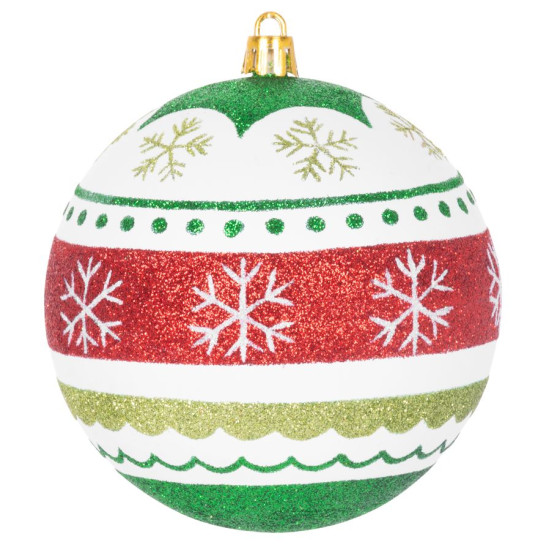 Globes MagicHome Christmas, 4 pcs, red - green, with ornaments, on the Christmas tree, 10 cm Globes MagicHome Christmas, 4 pcs, red - green, with ornaments, on the Christmas tree, 10 cm