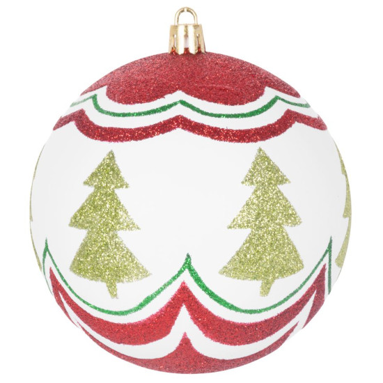Globes MagicHome Christmas, 4 pcs, red - green, with ornaments, on the Christmas tree, 10 cm Globes MagicHome Christmas, 4 pcs, red - green, with ornaments, on the Christmas tree, 10 cm
