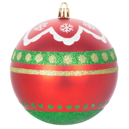 Globes MagicHome Christmas, 4 pcs, red - green, with ornaments, on the Christmas tree, 10 cm Globes MagicHome Christmas, 4 pcs, red - green, with ornaments, on the Christmas tree, 10 cm