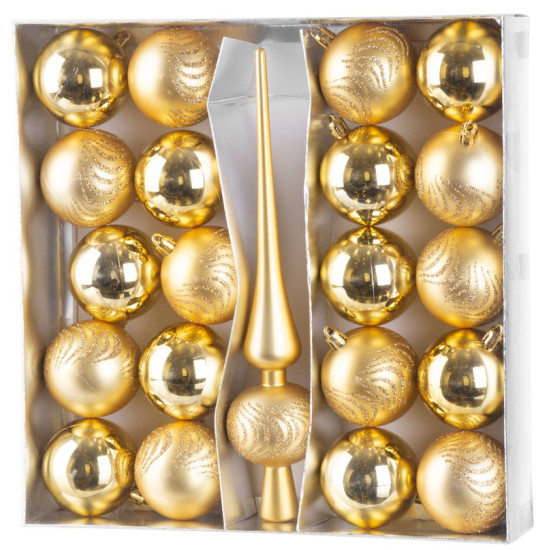 Globes MagicHome Christmas, set, 21 pcs, 6 cm, gold, tree topper, on the Christmas tree Globes MagicHome Christmas, set, 21 pcs, 6 cm, gold, tree topper, on the Christmas tree