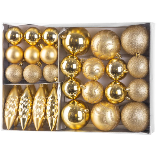Globes MagicHome Christmas, set, 31 pcs, gold, on the Christmas tree Globes MagicHome Christmas, set, 31 pcs, gold, on the Christmas tree