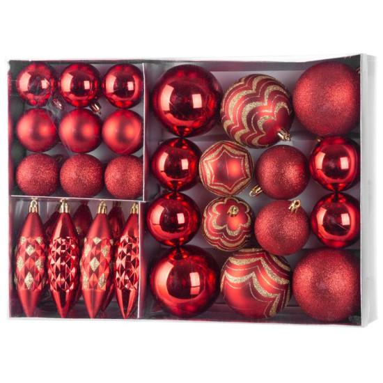 Globes MagicHome Christmas, set, 31 pcs, red, on the Christmas tree Globes MagicHome Christmas, set, 31 pcs, red, on the Christmas tree