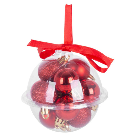 MagicHome jõulupallid, 12 tk, 3 cm, punane, kuusele