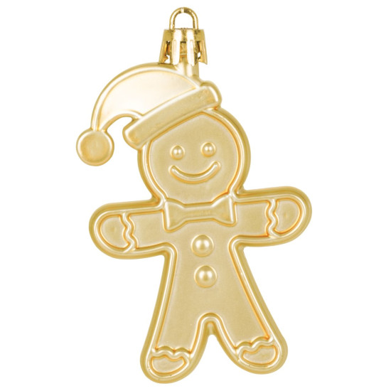 Decoration MagicHome Christmas, set, 12 pcs, 8 cm, gingerbread man, gold, for the Christmas tree