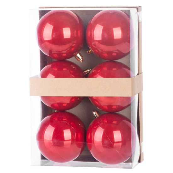 Globes MagicHome Christmas, 6 pcs, red, on the Christmas tree, 8 cm Globes MagicHome Christmas, 6 pcs, red, on the Christmas tree, 8 cm
