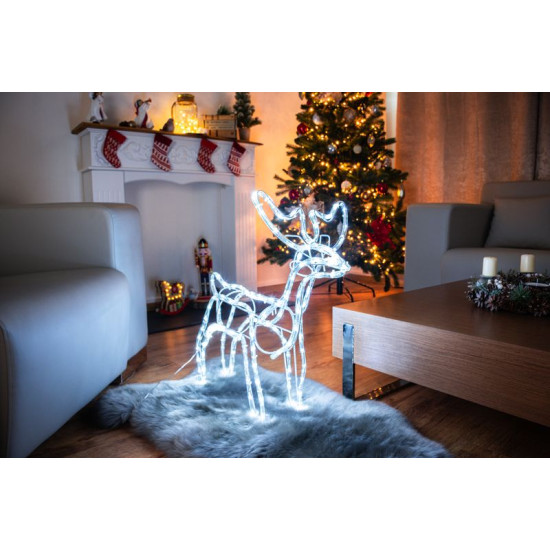 Decoration MagicHome Christmas, Reindeer, 144 LED cold white, 230V, 50 Hz, exterior, 59x27,50x64 cm Decoration MagicHome Christmas, Reindeer, 144 LED cold white, 230V, 50 Hz, exterior, 59x27,50x64 cm