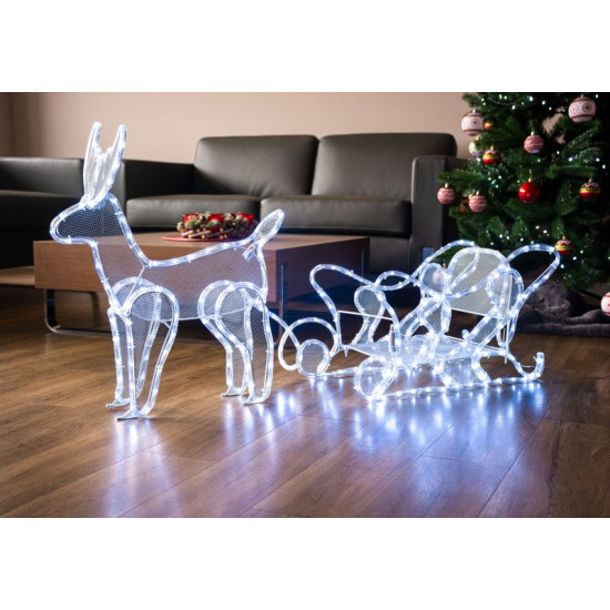 Украшение MagicHome Christmas, Олени с санями, 312 LED холодный белый, 230В, 50Гц, наружное, 59x