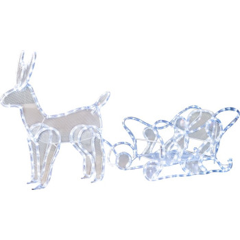Decoration MagicHome Christmas, Reindeer with sleigh, 312 LED cold white, 230V, 50 Hz, exterior, 59x