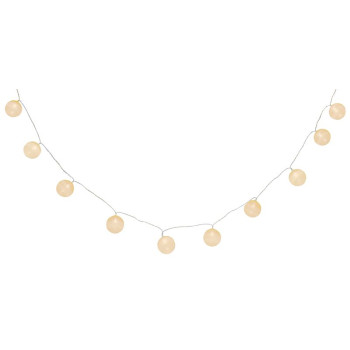 MagicHome Cotton Balls White chain, 10x LED warm white, PE/cotton, 2xAA, simple lighting, lighting, L-1.35 m