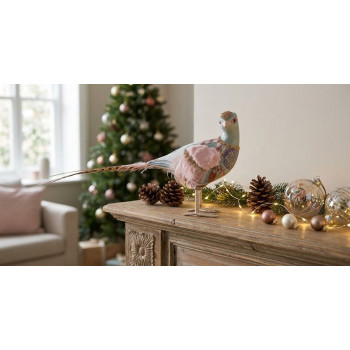 Decoration MagicHome Christmas, Pheasant, down, blue 50x10x25 cm