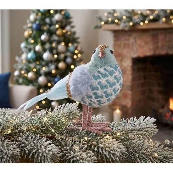 Bird MagicHome Christmas, blue 20x8x14 cm, feather