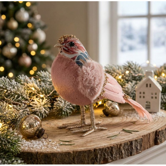 Bird MagicHome Christmas, pink, 20x8x14 cm, feather