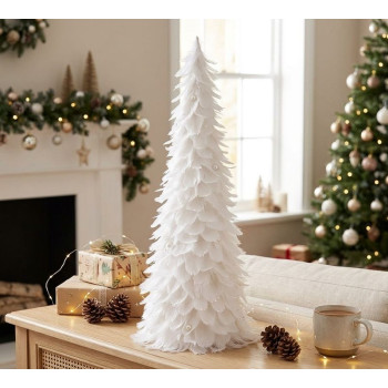 Decoration MagicHome Christmas, Christmas tree made of feathers, white, 24x60 cm Decoration MagicHome Christmas, Christmas tree made of feathers, white, 24x60 cm