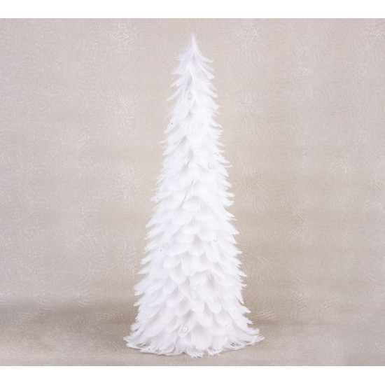 Decoration MagicHome Christmas, Christmas tree made of feathers, white, 24x60 cm