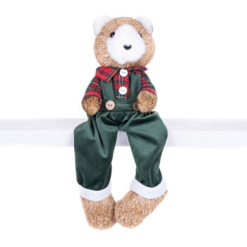 Decoration MagicHome Christmas, Bear in a checkered shirt, 17x14x26 cm