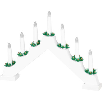 Jõuluküünlaalus MagicHome, 7x LED soe valge, valge, 2xAA, siseruumides, 39x4,5x29 cm