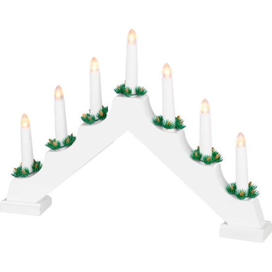 Jõuluküünlaalus MagicHome, 7x LED soe valge, valge, 2xAA, siseruumides, 39x4,5x29 cm