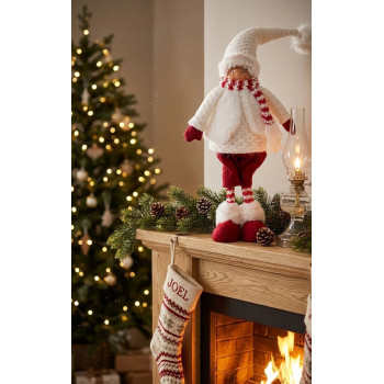 Figurine MagicHome Christmas, Boy with reindeer ears, fabric, red-white, 22x13x57 cm Figurine MagicHome Christmas, Boy with reindeer ears, fabric, red-white, 22x13x57 cm