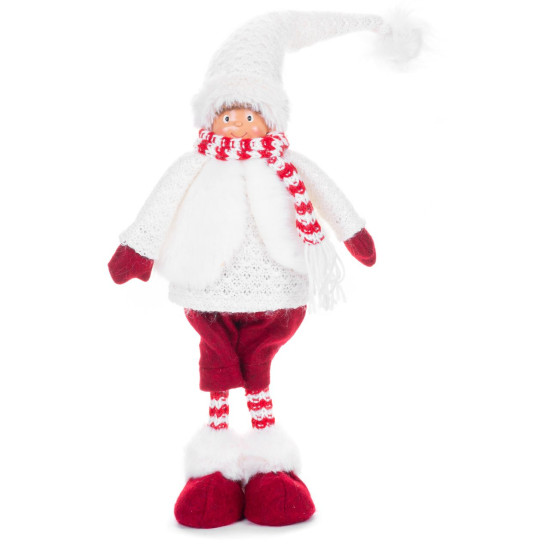 Figurine MagicHome Christmas, Boy with reindeer ears, fabric, red-white, 22x13x57 cm Figurine MagicHome Christmas, Boy with reindeer ears, fabric, red-white, 22x13x57 cm