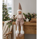 Figurine MagicHome Christmas, Boy with high hat, fabric, brown-white, 17x12x54 cm
