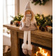 Figurine MagicHome Christmas, Girl with high hat, fabric, brown-white, 17x12x54 cm