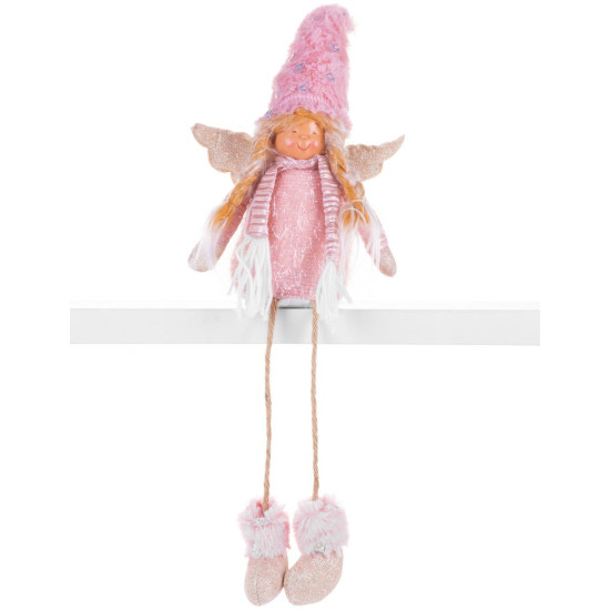Figurine MagicHome Christmas, Angel with blond braids, fabric, pink-brown, 17,50x10x52 cm Figurine MagicHome Christmas, Angel with blond braids, fabric, pink-brown, 17,50x10x52 cm