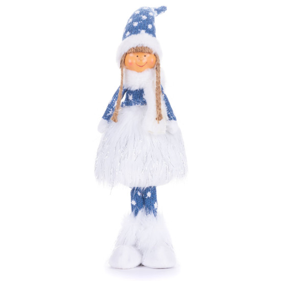 Jõulukujuke MagicHome christmas, Tüdruk paksu seelikuga, kangas, sinakashall, 14x11x51 cm