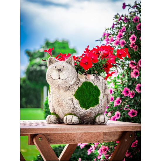 MagicHome decoration, Cat with a flower pot, ceramic, natural, 30x25.5x26.5 cm MagicHome decoration, Cat with a flower pot, ceramic, natural, 30x25.5x26.5 cm