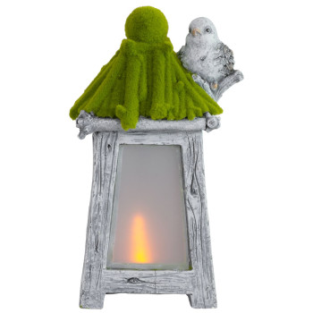 Украшение для сада MаgiсHome, Фонарь с птицей, солнечный, LED, керамика, 26x20x45 см