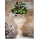 MagicHome decoration, high pedestal, cream, ceramic, 25.5x25.5x41 cm