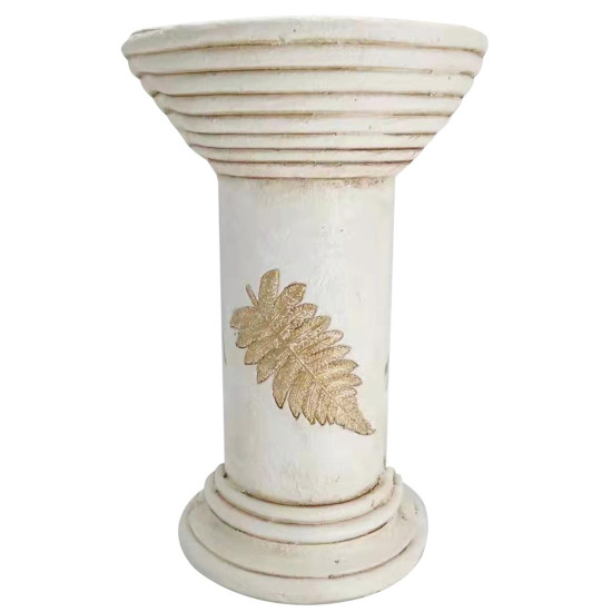 MagicHome decoration, high pedestal, cream, ceramic, 25.5x25.5x41 cm