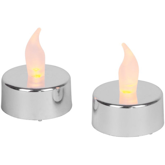 Свечи MagicHome Christmas, LED, в упаковке 2 шт, серебристые, движущееся пламя Свечи MagicHome Christmas, LED, в упаковке 2 шт, серебристые, движущееся пламя